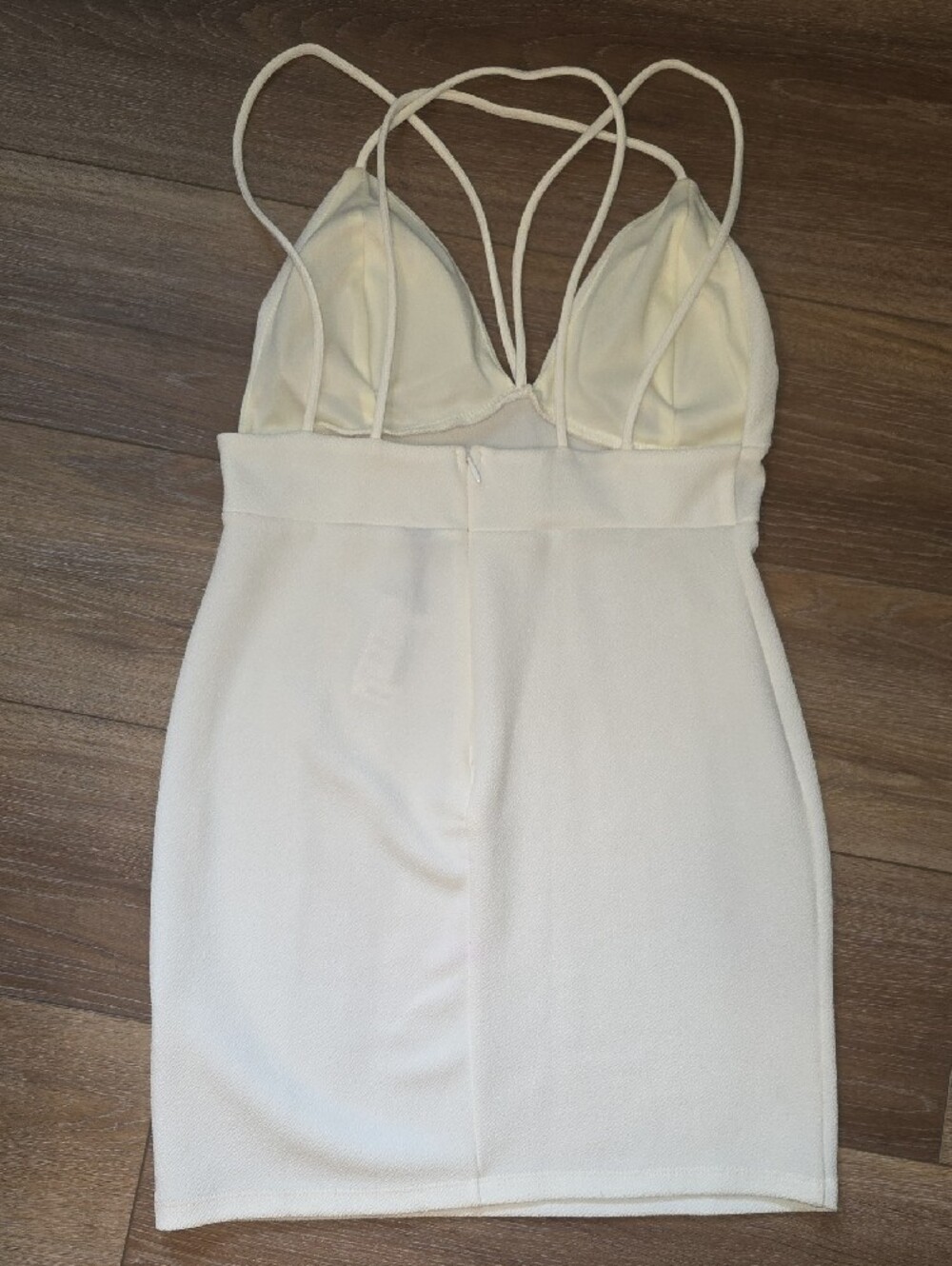 Cream Strappy Crisscross Mini Dress - Picture 2 of 3